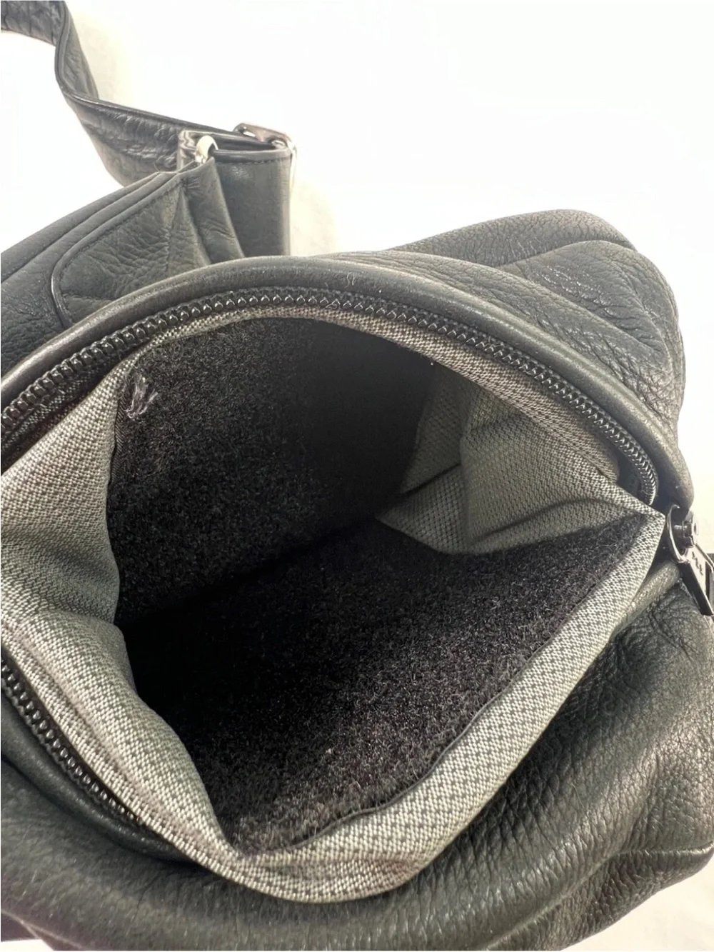 Large Coronado black Leathercanceled zipper crossbody bag
